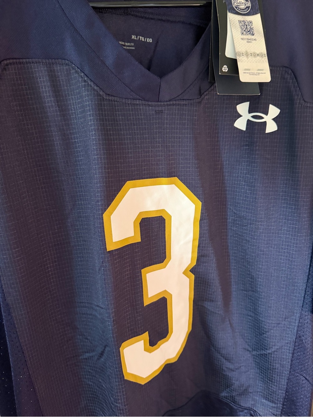 Under Armour Notre Dame Hart Jersey Size XL - Picture 2 of 6